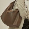 Khaki Autumn And Winter Soft Casual Large Capacity Zipper Tote Bag