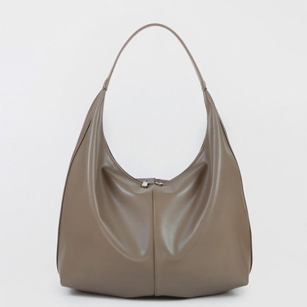 Khaki Autumn And Winter Soft Casual Large Capacity Zipper Tote Bag