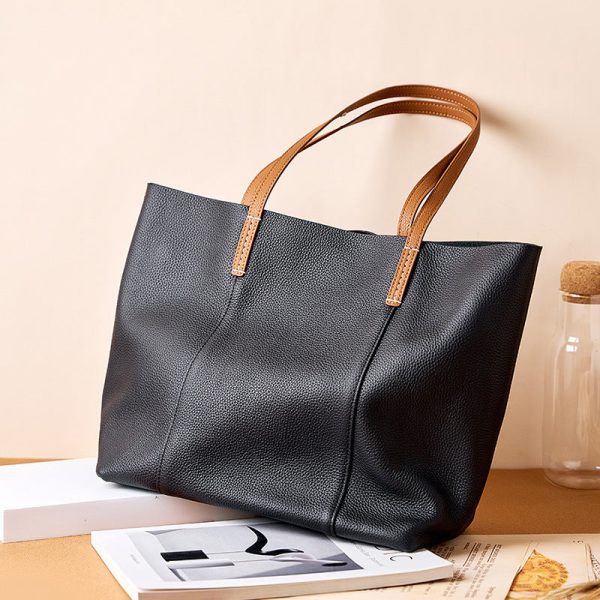 30278e74-50fb-4f3f-8b6e-a91b59494d46 First Layer Cowhide Handmade Tote Bag Women's Portable Shoulder Bag